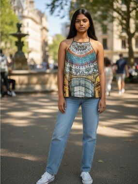 Clover Canyon Tank Orange Label on Sequin Fabric